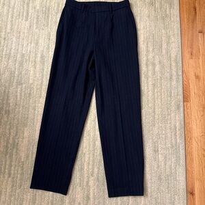 Uniqlo Navy Pinstripe Straight Leg Trousers
